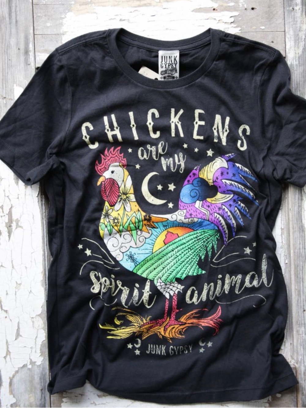 Junk Gypsy "Chickens Are My Spirit" Western Tee Large